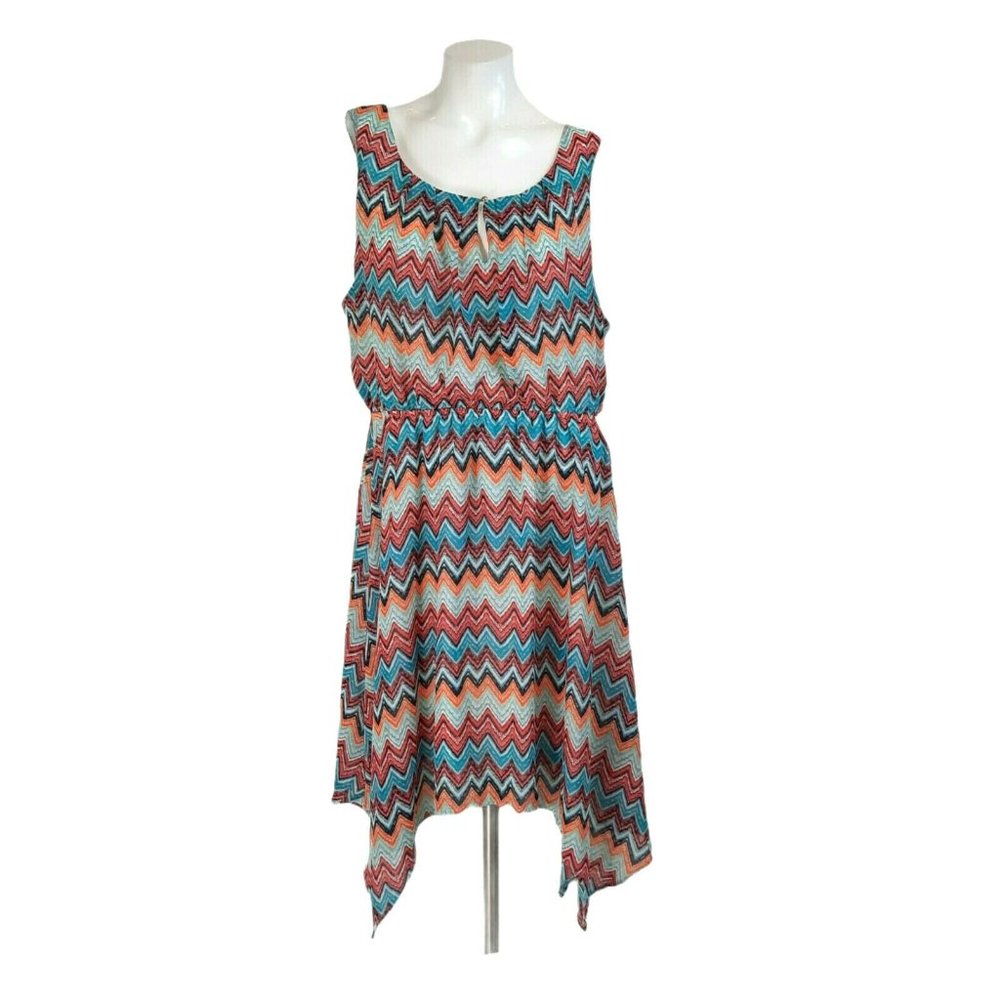 Love Cameron Chevron Sleeveless Asymmetrical Dress